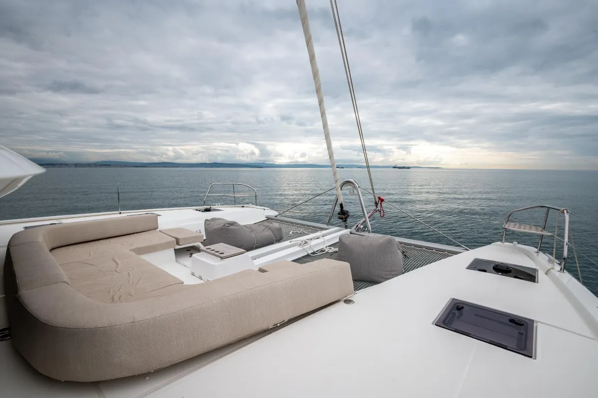 Deck of Utopia, a Lagoon 55 catamaran at Athens, Greece