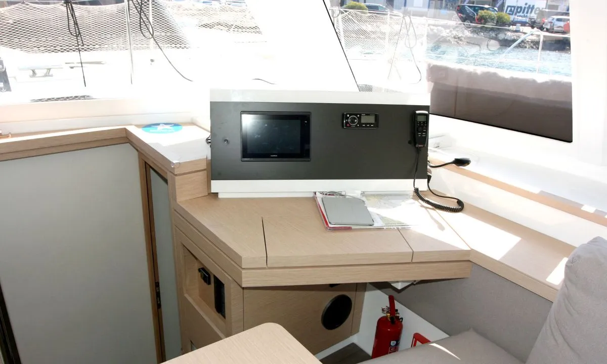 Salon of Luna Rossa II, a Fountaine Pajot Lucia 40 catamaran at Punat, Croatia