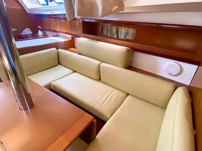 Salon of Smyrna, a Beneteau Oceanis 34 sailboat at Marmaris, Turkey