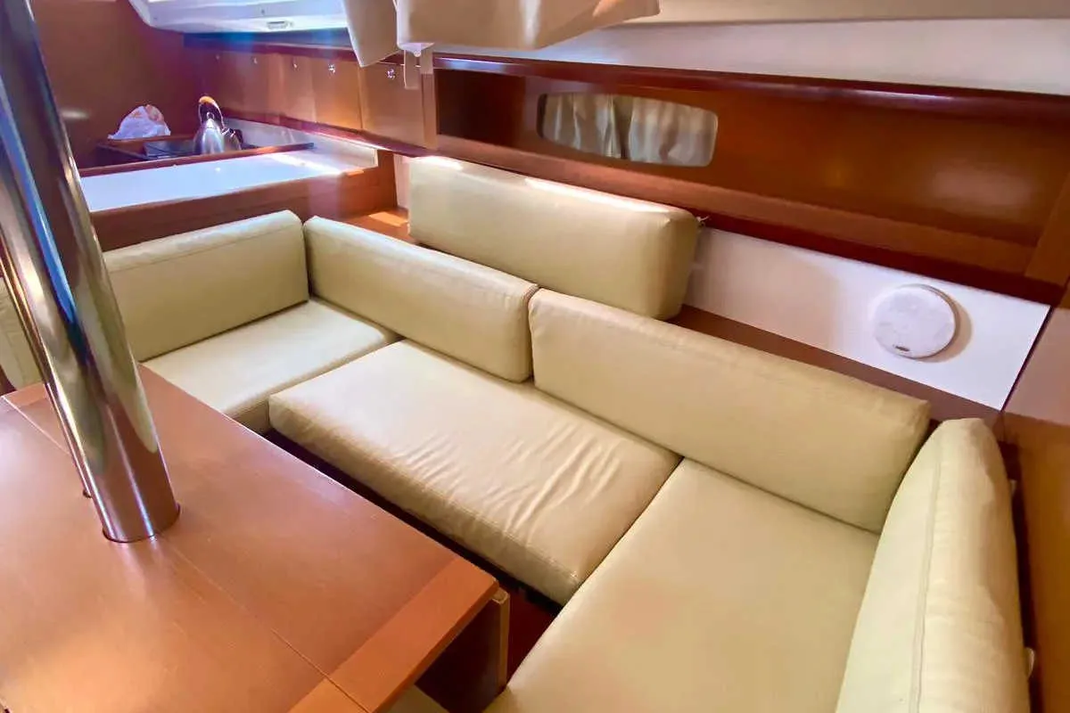Salon of Smyrna, a Beneteau Oceanis 34 sailboat at Marmaris, Turkey