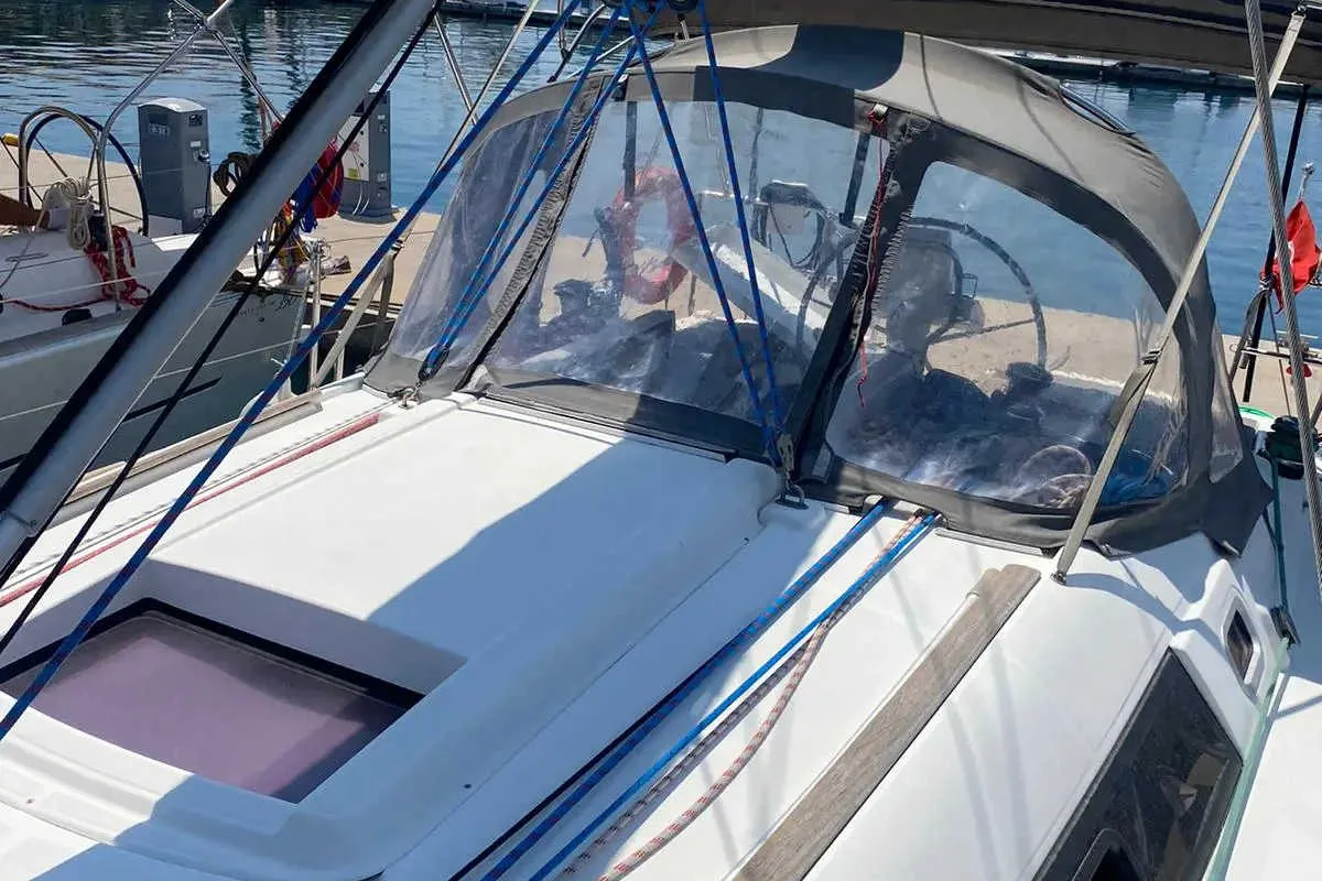Cockpit of Smyrna, a Beneteau Oceanis 34 sailboat at Marmaris, Turkey