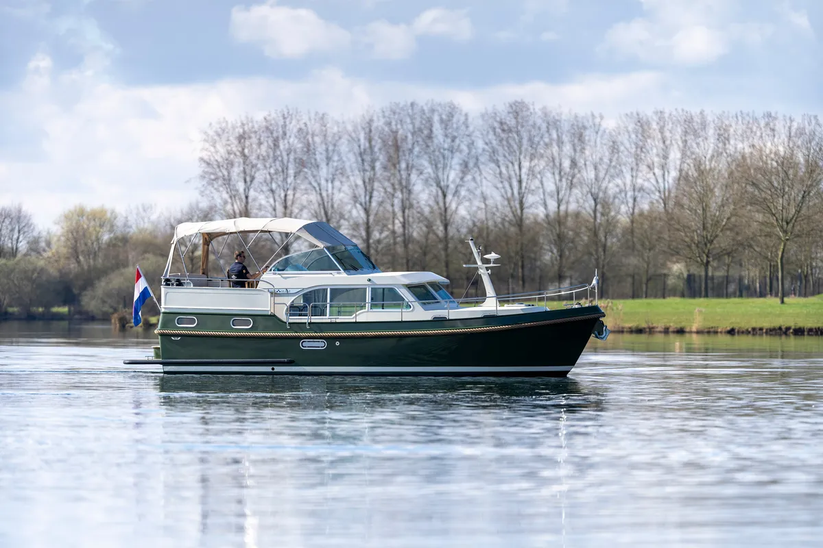 Exterior view of Colonia, a Linssen Grand Sturdy 35.0 AC motor yacht at Kinrooi, Belgium
