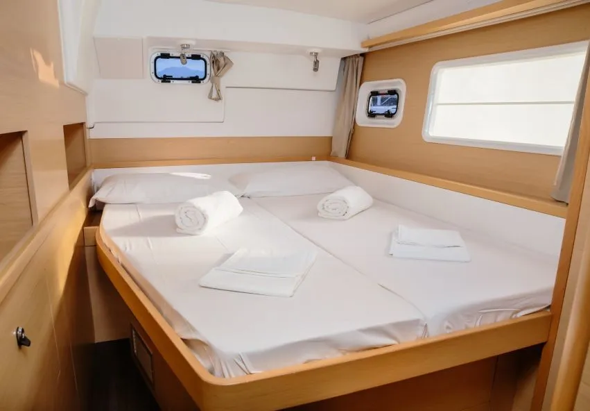 Cabin on Auster, a Lagoon 400 S2 catamaran at Punta Ala, Italy