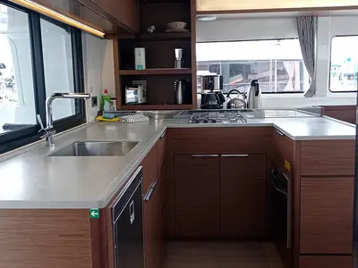 Galley of Genie, a Lagoon 46 catamaran at Seget Donji, Croatia