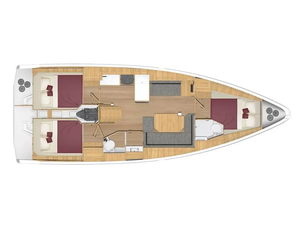 Floor plan of Virgin Mary - Crewed, a Bavaria 39 Cruiser sailboat at Municipal Unit of Lefkada, Greece