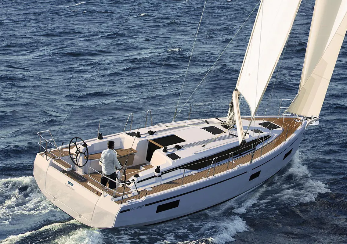 Deck of Virgin Mary - Crewed, a Bavaria 39 Cruiser sailboat at Municipal Unit of Lefkada, Greece