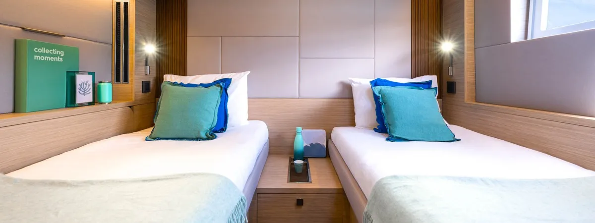 Cabin on Montecristo - FIRST CLASS, a Lagoon 60 catamaran at Olbia, Italy