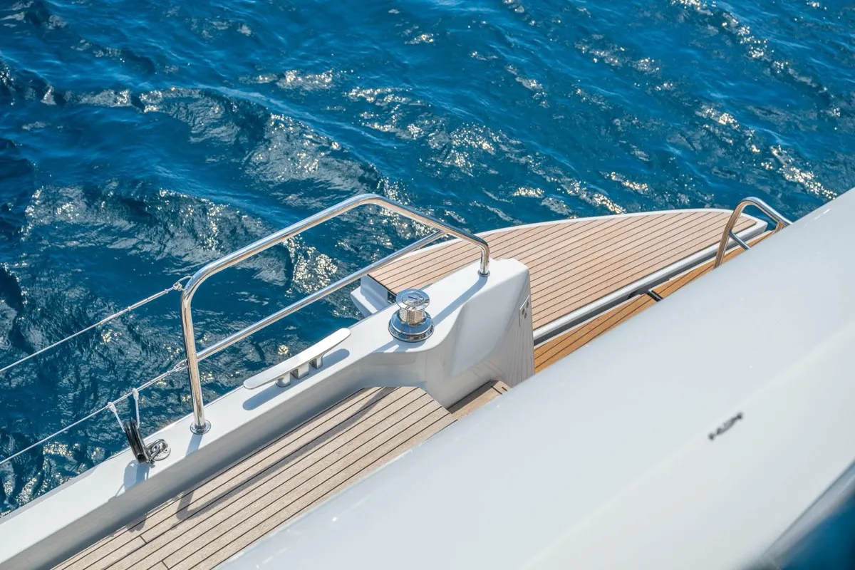 Deck of Montecristo - FIRST CLASS, a Lagoon 60 catamaran at Olbia, Italy