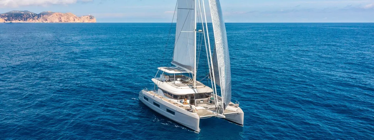 Exterior view of Montecristo - FIRST CLASS, a Lagoon 60 catamaran at Olbia, Italy