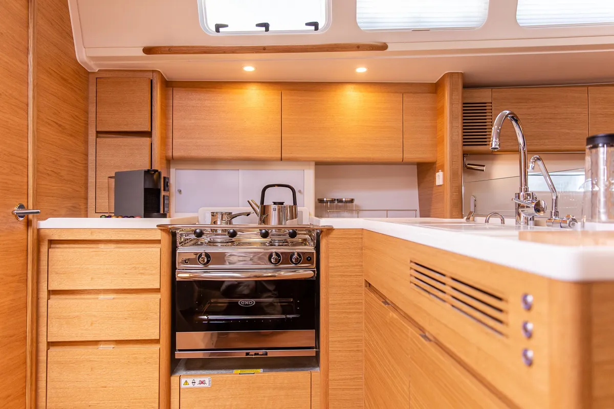 Galley of Artemis, a X-Yachts X4⁶ sailboat at Lavrion, Greece