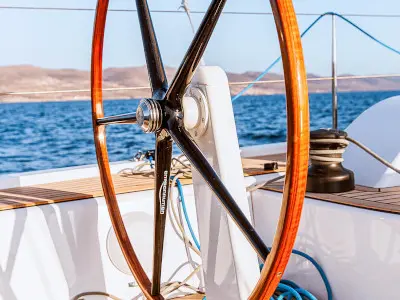 Cockpit of Artemis, a X-Yachts X4⁶ sailboat at Lavrion, Greece