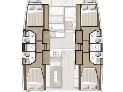 Floor plan of Nautilea, a Bali 4.2 catamaran at Hyères, France