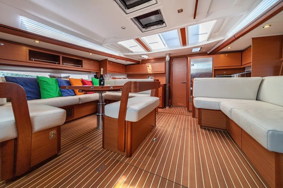 Salon of Barmaley, a Dufour 56 Exclusive sailboat at Primošten, Croatia