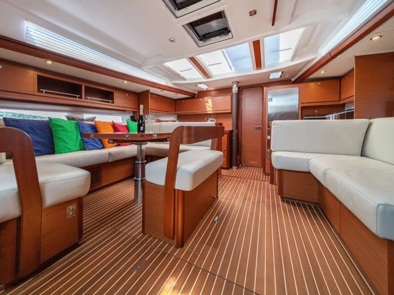 Salon of Barmaley, a Dufour 56 Exclusive sailboat at Primošten, Croatia