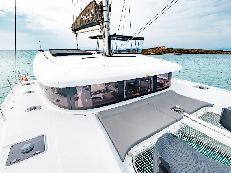 Deck of Beauty L A/C-GEN-WATER MAKER-SOLAR-ELEC.WC, a Lagoon 42 catamaran at Athens, Greece