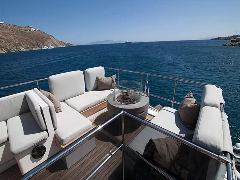 Deck of Maiora, a Gulet Motoryacht motor yacht at Mykonos, Greece