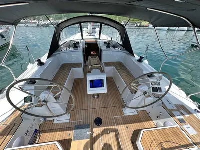Cockpit of Palma, a Bavaria C42 sailboat at Punat, Croatia
