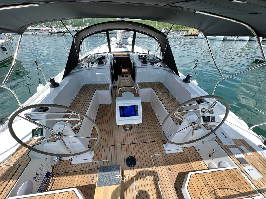 Cockpit of Palma, a Bavaria C42 sailboat at Punat, Croatia