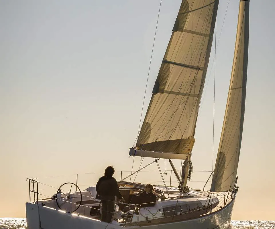 Exterior view of Dudu, a Dufour 310 GL sailboat at Heiligenhafen, Germany