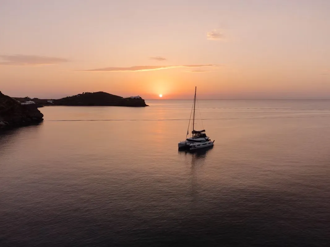 Exterior view of Navya, a Lagoon 51 catamaran at Municipal Unit of Lefkada, Greece
