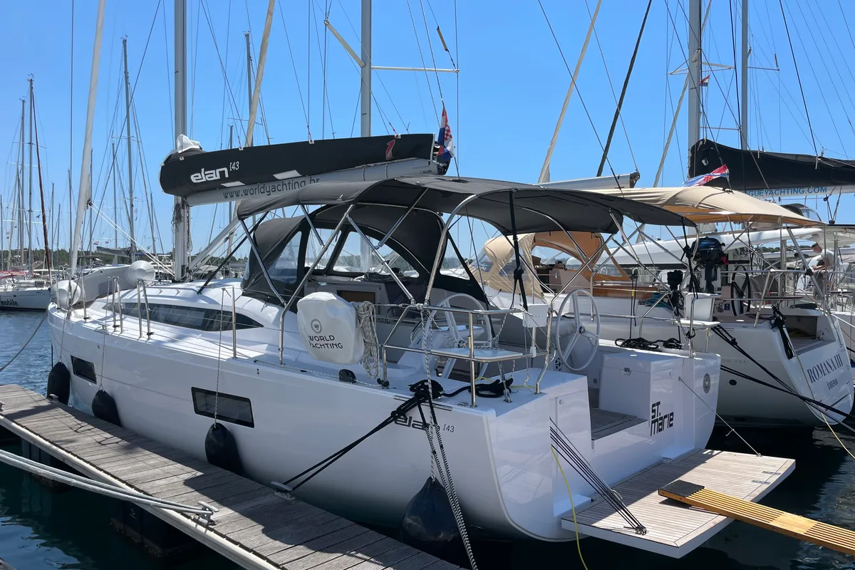 Exterior view of St. Marie, a Elan Impression 45 sailboat at Grad Šibenik, Croatia