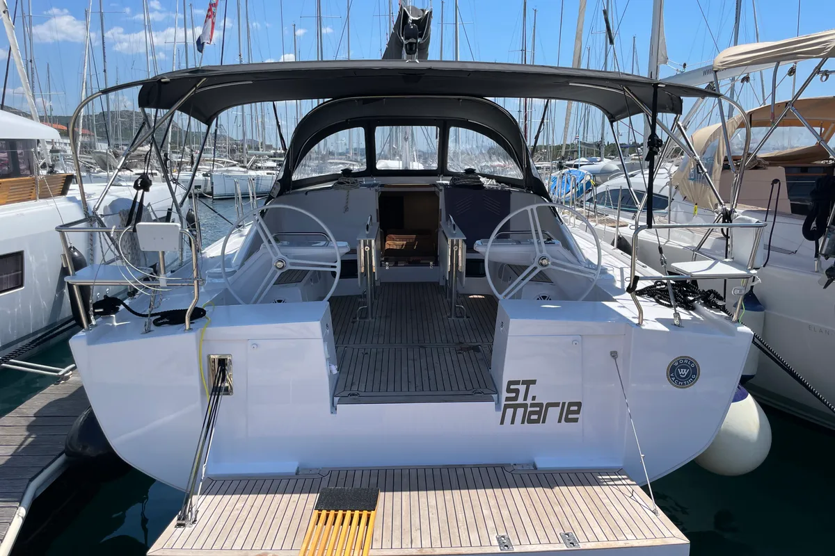 Exterior view of St. Marie, a Elan Impression 45 sailboat at Grad Šibenik, Croatia