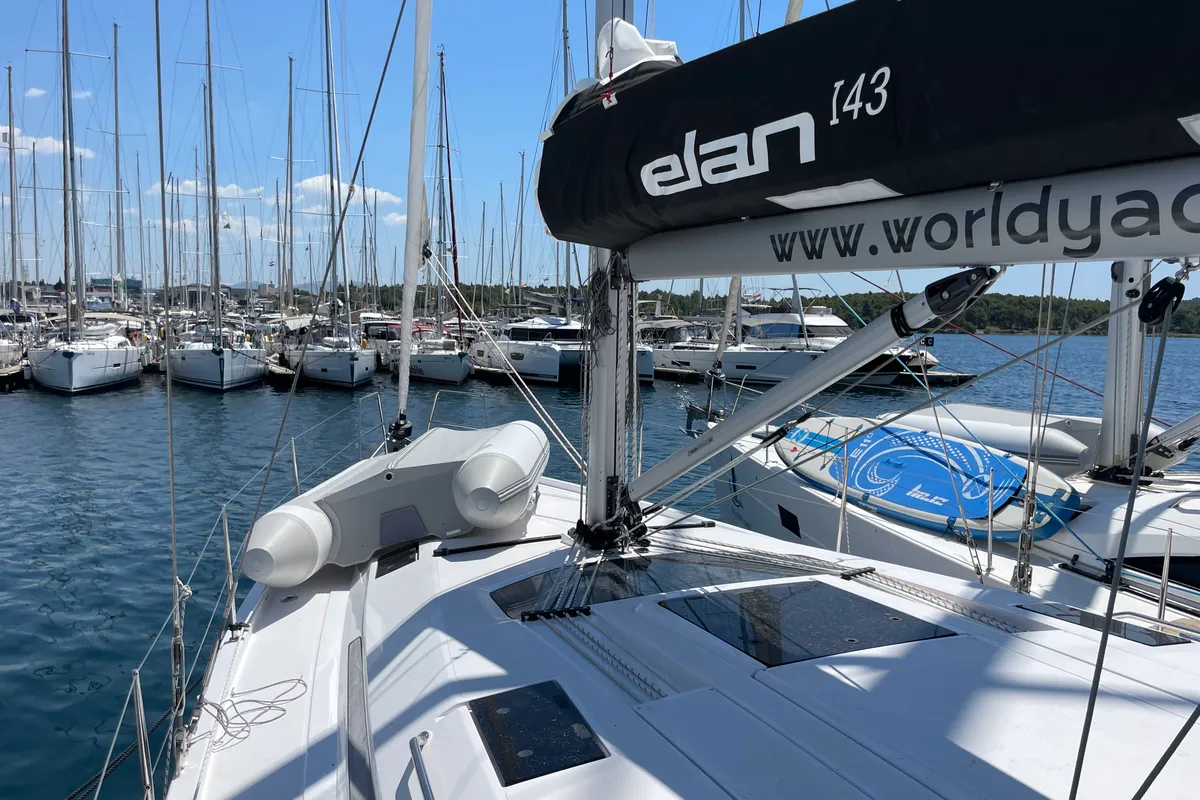 Deck of St. Marie, a Elan Impression 45 sailboat at Grad Šibenik, Croatia