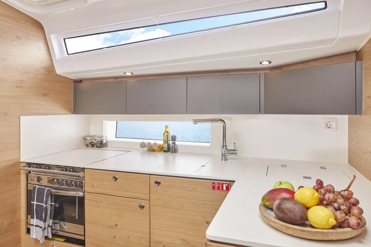 Galley of St. Marie, a Elan Impression 45 sailboat at Grad Šibenik, Croatia