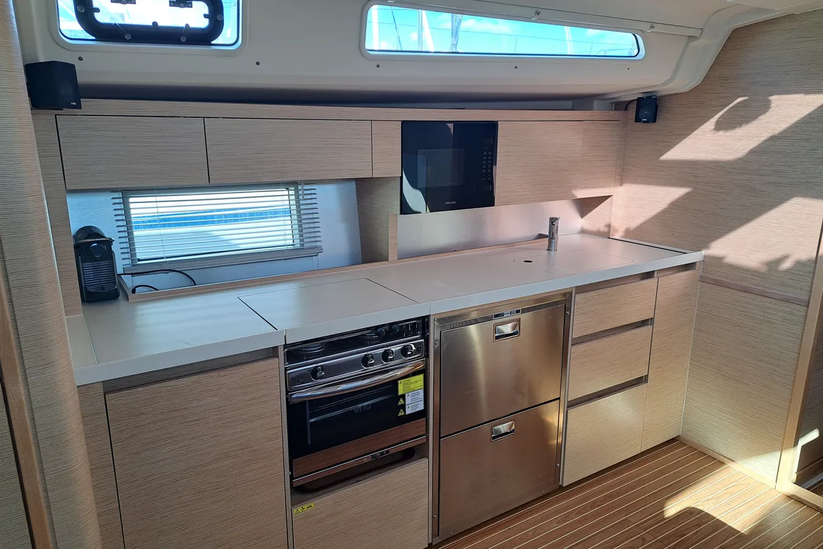 Galley of Pandora, a Hanse 508 sailboat at Lavrion, Greece