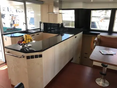 Galley of Premium +, a Gulet Serenity 64 catamaran at Sant Antoni de Portmany, Spain