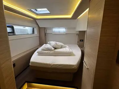 Cabin on Gemini, a Lagoon 46 catamaran at Figari/Golfo Aranci, Italy