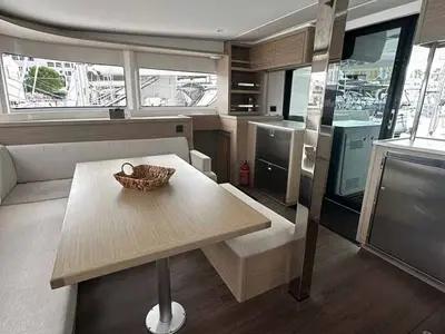 Salon of Gemini, a Lagoon 46 catamaran at Figari/Golfo Aranci, Italy