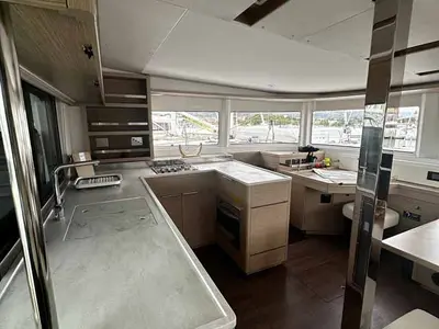 Galley of Gemini, a Lagoon 46 catamaran at Figari/Golfo Aranci, Italy