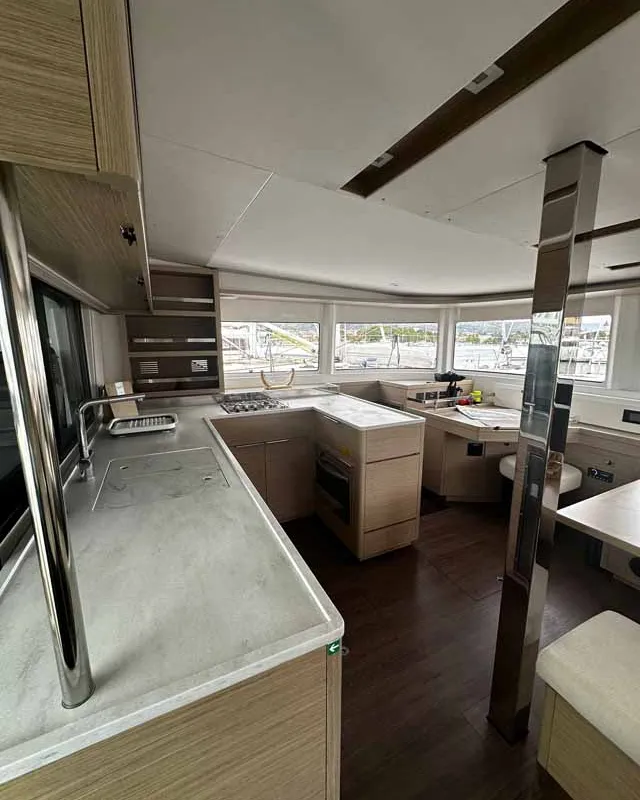 Galley of Gemini, a Lagoon 46 catamaran at Figari/Golfo Aranci, Italy