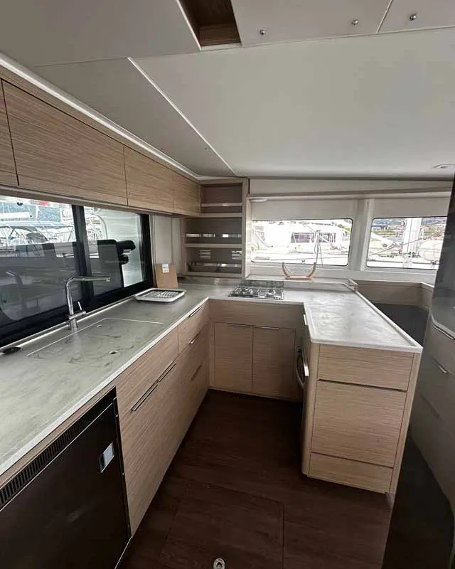 Galley of Gemini, a Lagoon 46 catamaran at Figari/Golfo Aranci, Italy