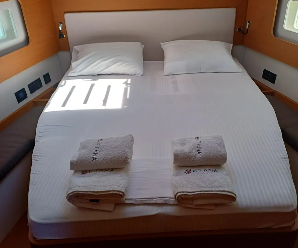 Cabin on Emirel, a Fountaine Pajot Isla 40 catamaran at Municipal Unit of Rhodes, Greece
