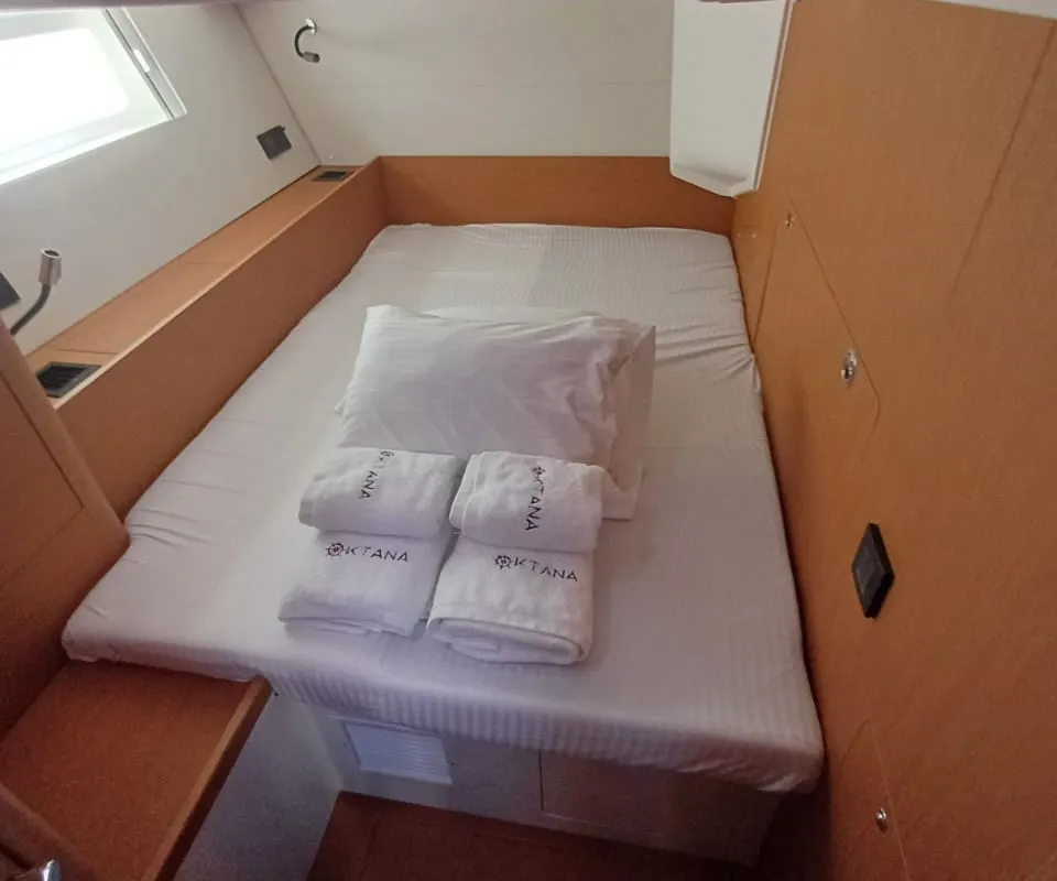 Cabin on Emirel, a Fountaine Pajot Isla 40 catamaran at Municipal Unit of Rhodes, Greece