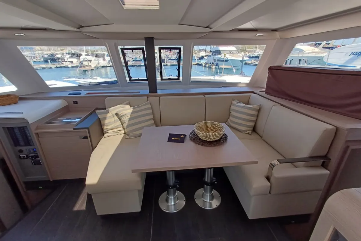 Salon of Emirel, a Fountaine Pajot Isla 40 catamaran at Municipal Unit of Rhodes, Greece