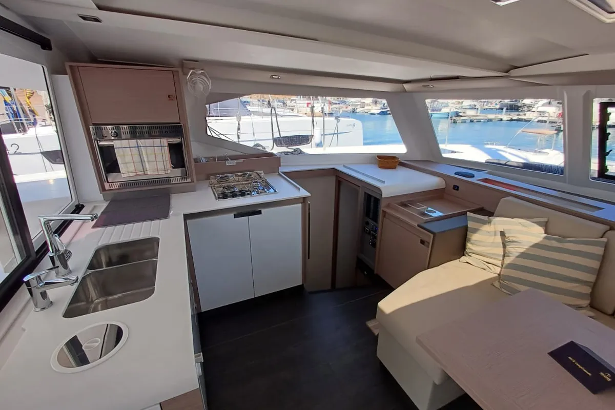 Galley of Emirel, a Fountaine Pajot Isla 40 catamaran at Municipal Unit of Rhodes, Greece