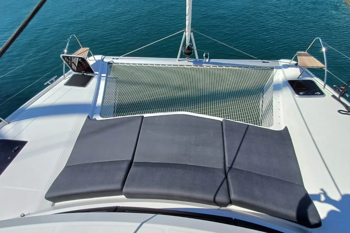Deck of Emirel, a Fountaine Pajot Isla 40 catamaran at Municipal Unit of Rhodes, Greece