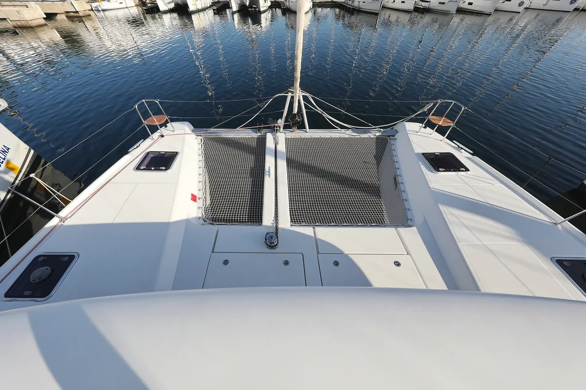 Deck of Easy Course, a Lagoon 42 catamaran at Grad Trogir, Croatia
