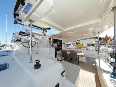 Deck of Easy Course, a Lagoon 42 catamaran at Grad Trogir, Croatia