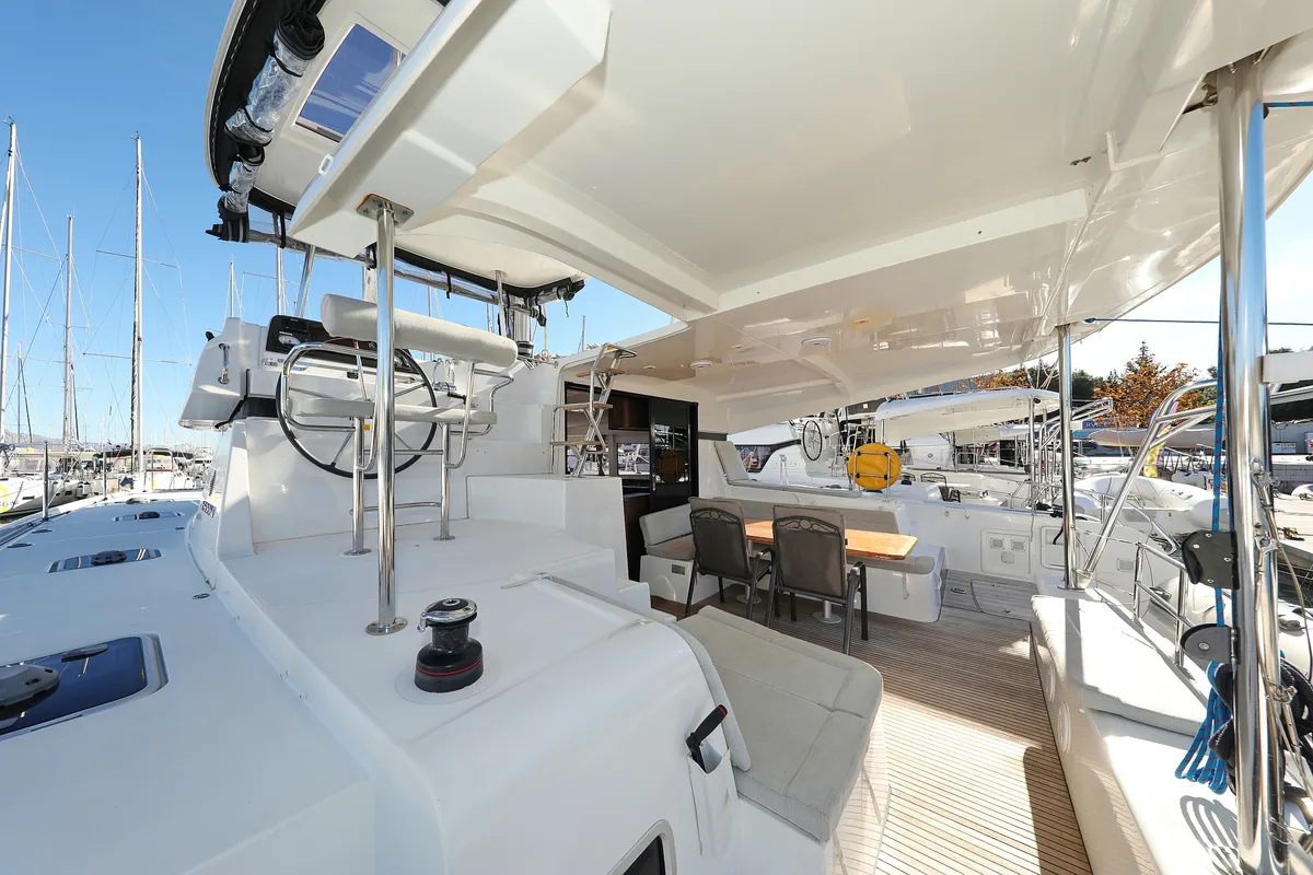 Deck of Easy Course, a Lagoon 42 catamaran at Grad Trogir, Croatia