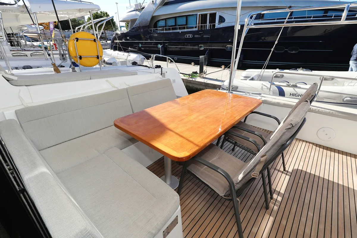 Deck of Easy Course, a Lagoon 42 catamaran at Grad Trogir, Croatia