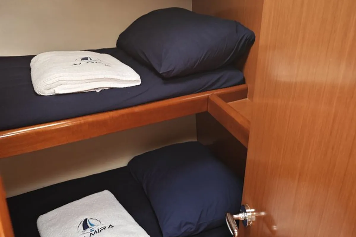Cabin on Lilium, a Beneteau Oceanis 43 Family sailboat at Fethiye, Turkey