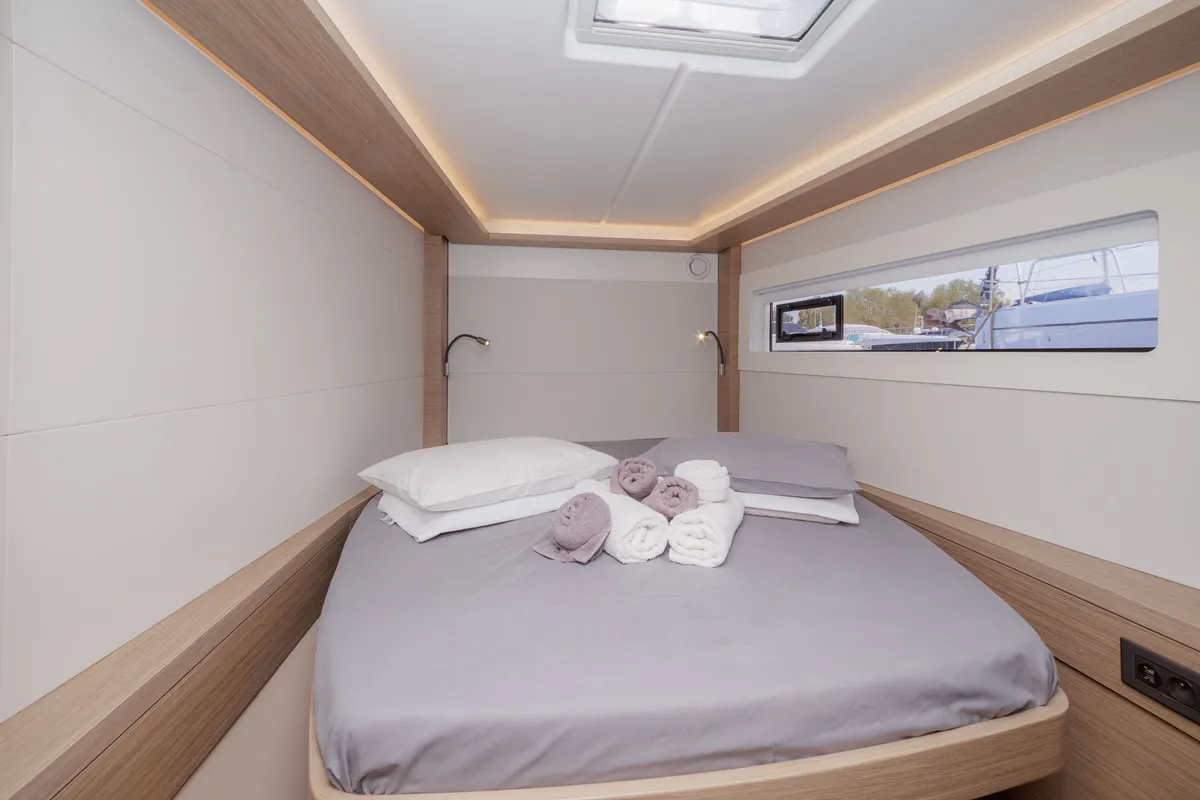 Cabin on Iris, a Lagoon 46 catamaran at Athens, Greece