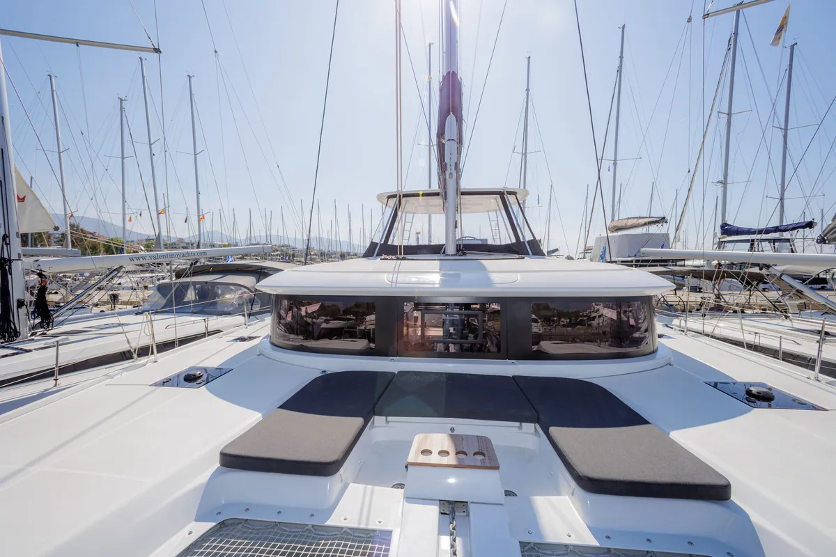 Deck of Iris, a Lagoon 46 catamaran at Athens, Greece