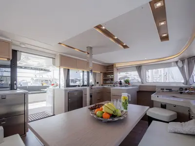 Salon of Iris, a Lagoon 46 catamaran at Athens, Greece