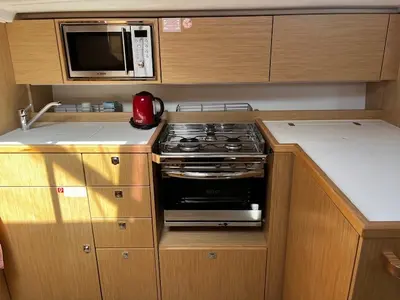 Galley of Ulysse 1, a Bavaria C42 sailboat at Marseille, France