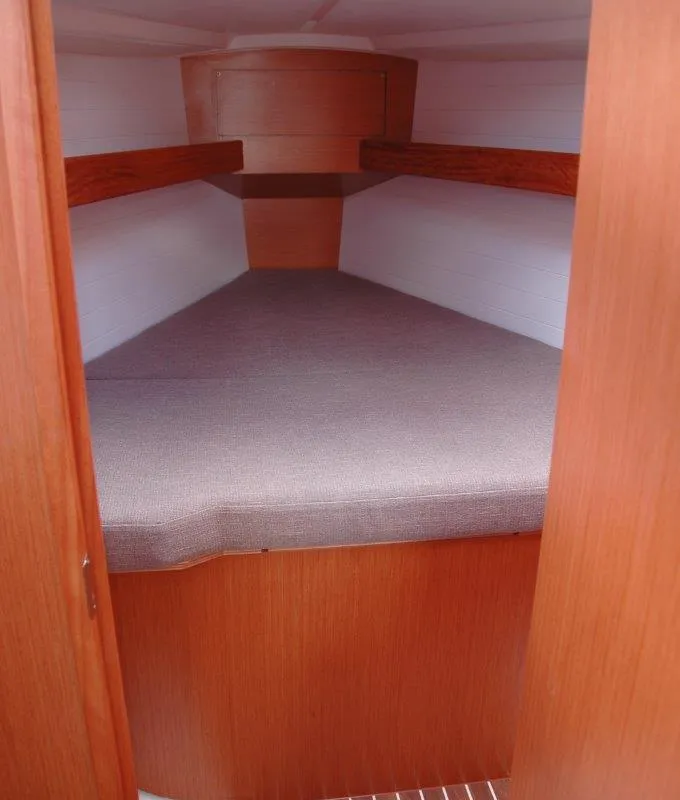 Cabin on Kleeia, a Bavaria Cruiser 33 sailboat at Olbia, Italy